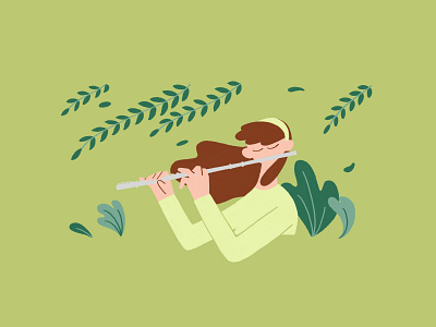 Flute doodle flute illustration instrument music photoshop plant