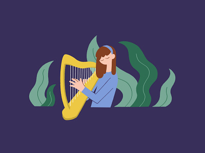 Harp doodle girl harp illustration instrument photoshop plant