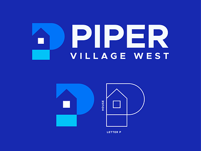 Piper Village West abstract geometric house building house illustration logo icon logo icon symbol minimal window
