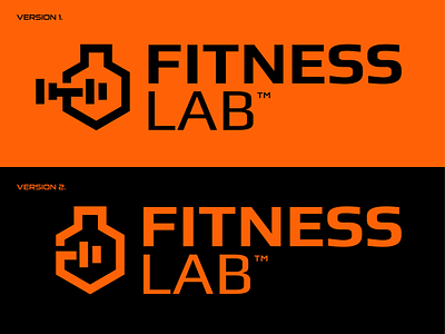FitnessLab brand identity dumbbell fitness lab laboratory logo icon sport training
