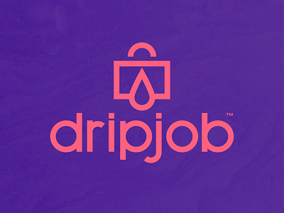 DripJob business drip drop job logo icon purple pink suitcase water