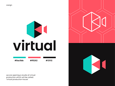 Virtual abstract brand identity camera hexagon light logo icon overlapping photography production virtual