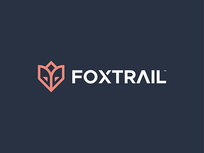 FOXTRAIL animal brand identity forest fox head line art lineart logo icon minimal nature