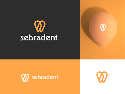 SebraDent Concept balloon brand identity children childrens cute dentists logo design minimal orange teeth tooth