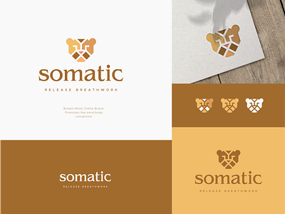 Somatic Release Breathwork animal bear breathwork colorful geometric gold jaguar logo design logo designer nature tiger