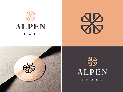 Alpen Juwel diamond gem gemstone jewellery jewelry logo design luxurious minimal icon stone