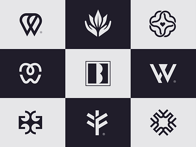 Logo Collection black brand identity flower letter g letter w logo collection monogram tooth