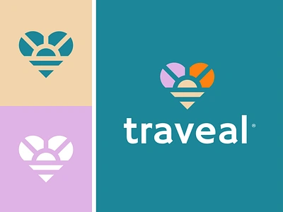 Traveal brand identity heart logo icon love rainbow sun sunshine