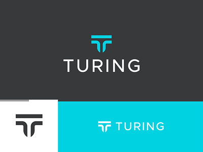 Turing abstract blue letter t logo icon modern monogram