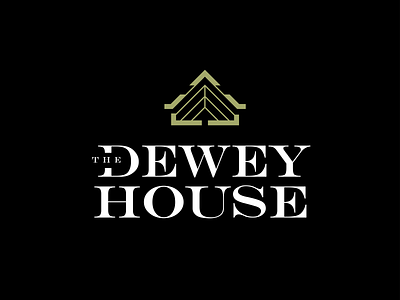 The Dewey House brand identity green house icon logo icon roof