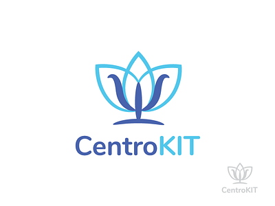 Concept CentroKIT blue dark blue dark company logo idea brand identity psychology lotus flower