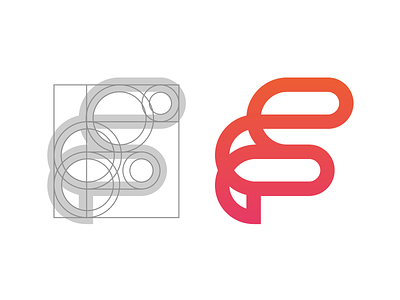 F Concept grid minimal identity company letter f line circle logo icon brand