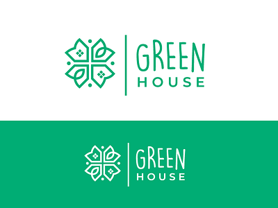 GreenHouse brand identity company cute small green garden logo icon house green