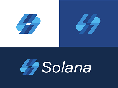 Solana identity company letter s blue minimal icon logo concept idea