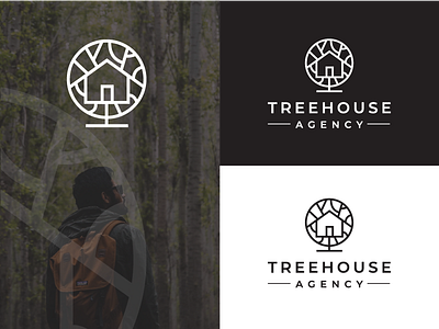 Treehouse agency forest house leaf logo nature tree trees