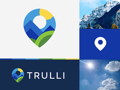 Trulli abstract coloful grid location logo minimal mountain mountains pin sun travel vacation