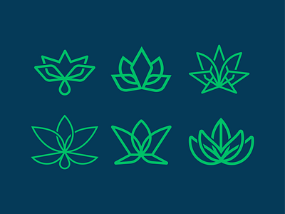 Cannabis Icons beauty brand identity cannabis cbd green icons leaves logo grid lotus marijuana weed wellness