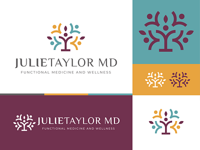 JulieTaylor MD abstract brand identity corporate design grid illustration logo icon minimal person tree vector