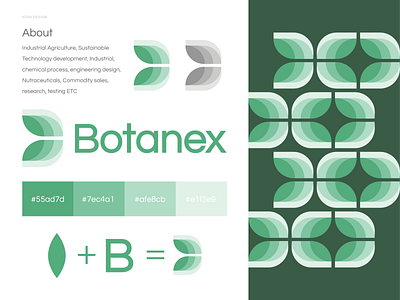 Botanex abstract design environment green grid design icon leaves nature letter b logo icon nature vector