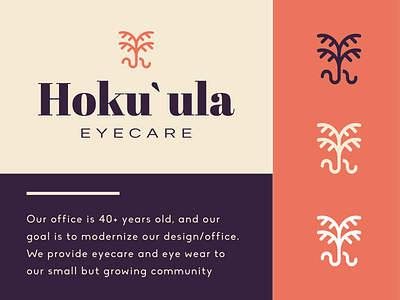 Hoku'Ula EyeCare brand identity colorful colors hawaii logo icon nature palmtree retro tree vintage