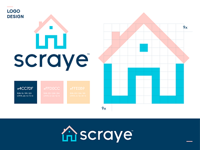 Scraye™ building cute house icon logo design realestate roof