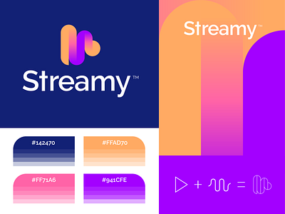 Streamy™ abstract brand identity design icon logo design playbutton stream video web