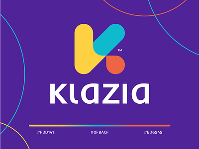 Klazia abstract logo colorful icon letter letter k lettermark logotype minimal monogram purple red wordmark yellow