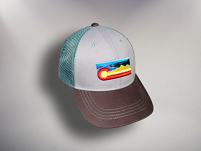 Colorado Scape Hat apparel apparel design apparel graphics apparel logo c colorado embroidery hat landscape logo mountains sky