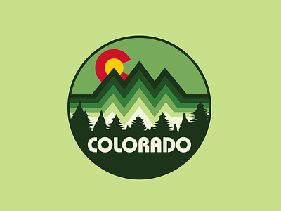 Colorado Mountain Badge apaprel design apparel logo bold lines colorado denver forrest mountains outdoor badge outdoor logo thick lines trees