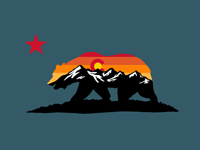 Cali Colorado Bear bear cali california colorado flag mountains outdoor outdoor badge outdoor design outdoor logo sunset