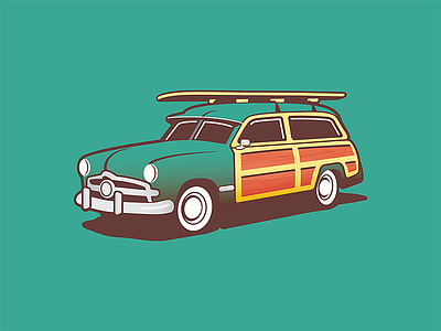 Woody Wagon apparel car illustration oldschool surf vehicle wagon woody wagon