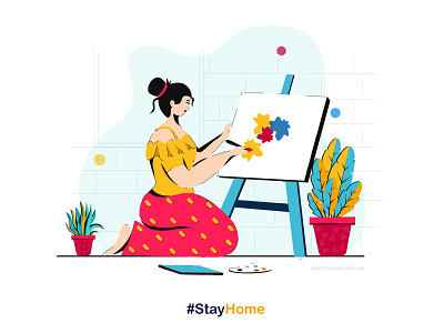 Paint at home (Quarantine Time) branding character design colorful colourful concept covid19 design digital art flat design flat vector graphic design illustration illustrator paint painting quarantine stay safe stayhome vector visual design