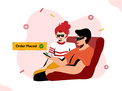 Anytime Ordering character design colourful digital art dinezy flat design food ordering app graphic design illustration illustrator india multiplexes order order placed place order theatre solution theatres vectorart visual design