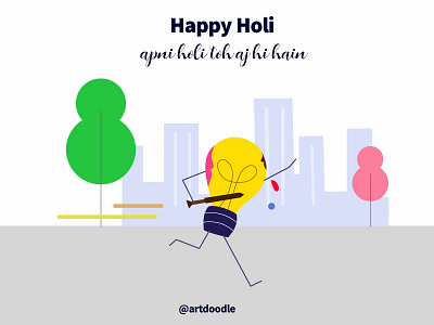 Happy Holi character design colourful flat design graphic design illustration minimalistic visual design