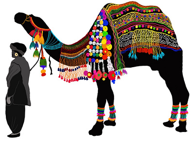 Essence Of Rajasthan camel colourful design historicplaces illustration indianculture nature rajasthan redesign