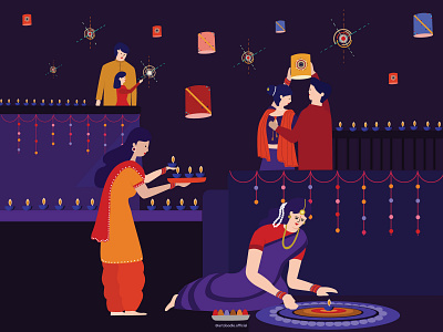 Diwali dribbble character design colourful flat design girl illustration graphicdesign illustration illustrator minimalistic vector visual design