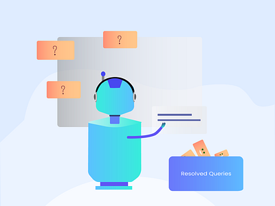 Automate Common Queries bot botillustration character design flat design graphicdesign illustration minimalistic solvingqueries vector visual design