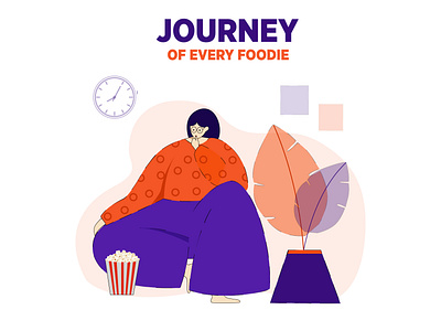 Journey Of Every Foodie character design flat design food and drink food app foodie girl illustration graphic design happy new year illustration visual design