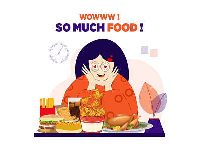 A foodie in real sense - Journey Of A Foodie character design colourful design flat design food and drink food order food ordering app foodie girl illustration graphic design happy girl illustration illustrator minimalistic visual design