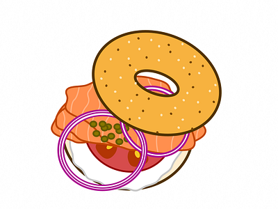 New York Bagel app bagel bagels design food icon illustration logo new york onion salmon tomato