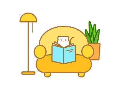 Cat Cat the "Reading" book cat design home illustration read reading work