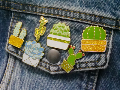 Succulents and Cacti Enamel Pins