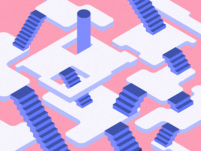 keep moving! app design geometric illustration isometric purple stairs