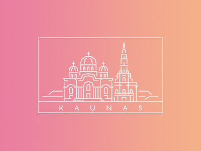 Kaunas City - Line Illustration Rebound architecture design gradient illustration kaunas line lithuania vector