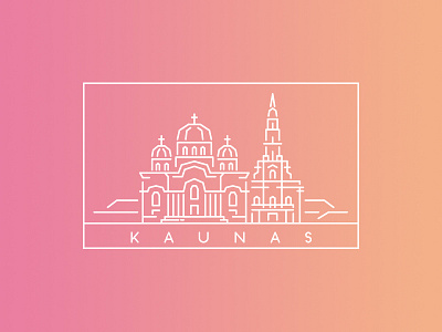 Kaunas City - Line Illustration Rebound architecture design gradient illustration kaunas line lithuania vector