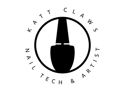 Katt Claws Nail Tech & Artist Logo beauty branding illustrator logo nail polish bottle nail technician