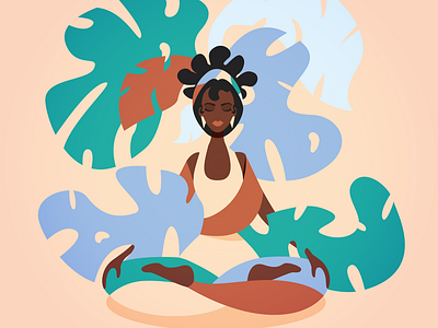 Yoga adobe illustrator flat graphic design illustration inspiration leaves minimalism nature woman woman illustration yoga yoga pose