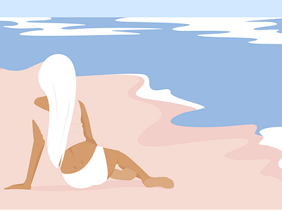 hypnotic sea adobe illustrator beach graphic design graphic designer illustration minialism peace silence woman illustration