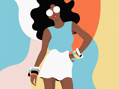 She's like a rainbow 60s adobe illustrator afro art black girl design fashion graphic design illustration rainbow retro design woman illustration womans