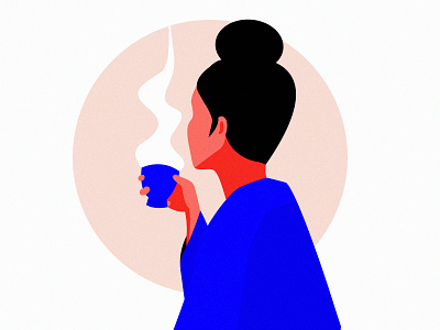 Tea time adobe illustrator flat melancholy minimal silence simple tea woman woman illustration